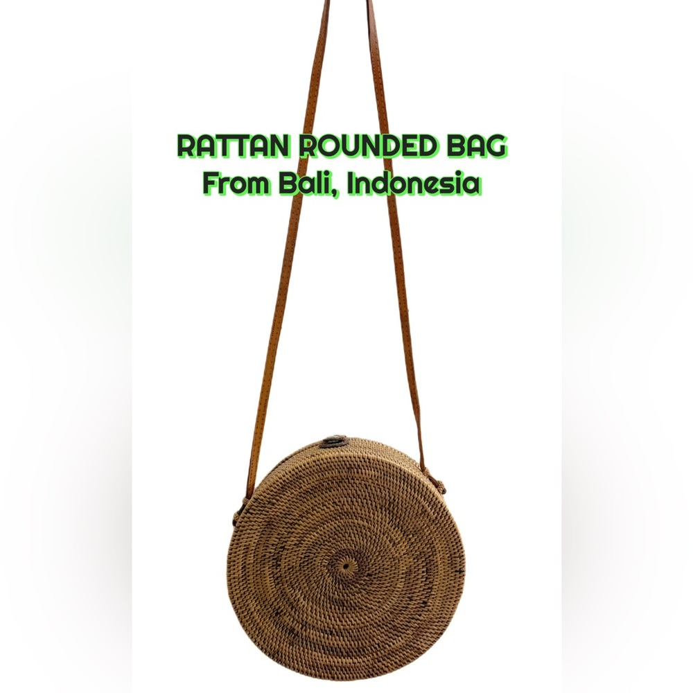 Bali Brown Round Woven Crossbody Bag
